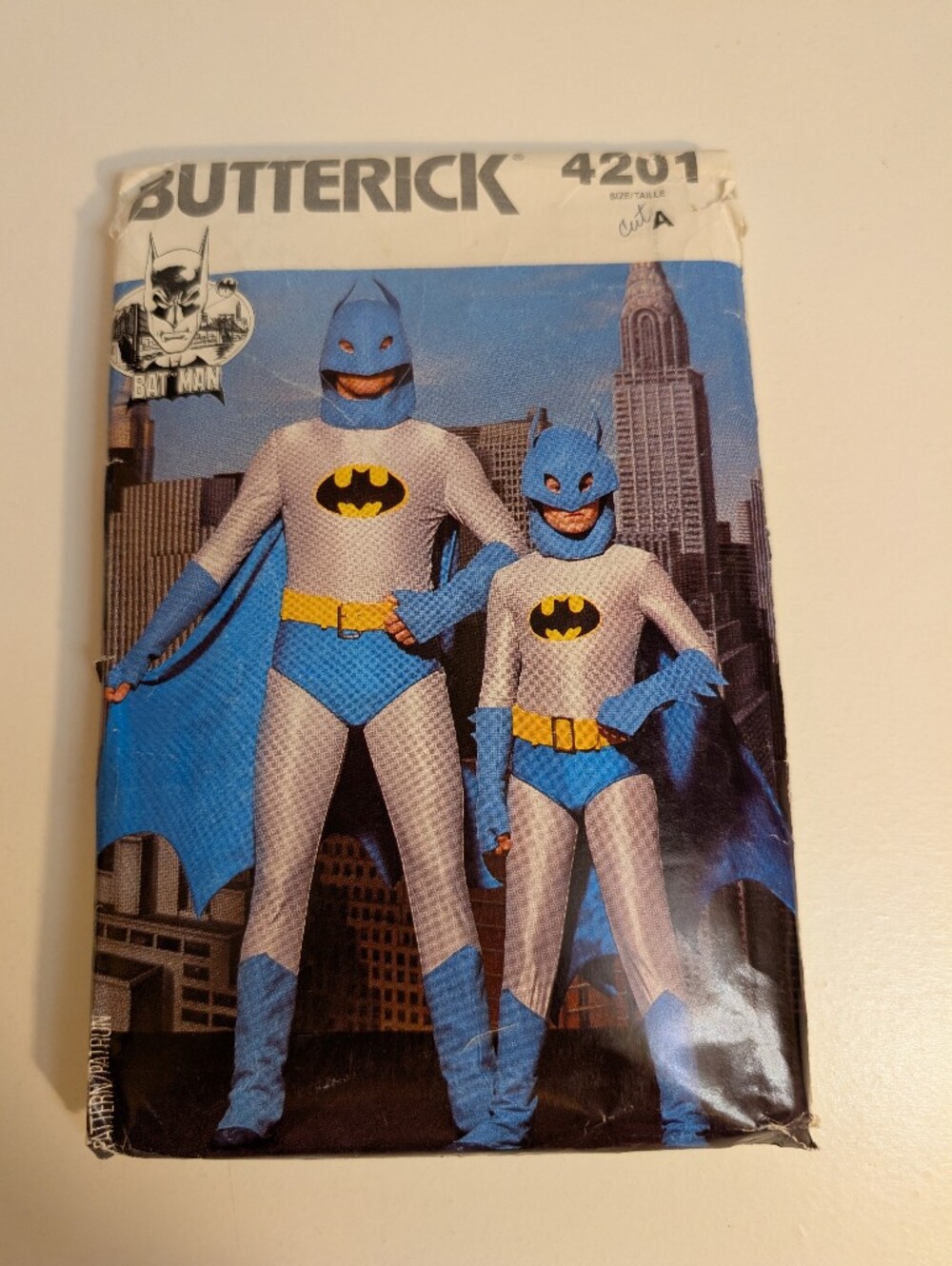 Butterick Batman Blue and Yellow Kids and adult Superhero Costume Pattern